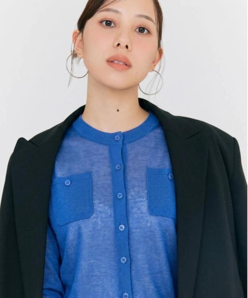 BLUE×PALANG（ブルーパラン）の「SHEER POCKET CARDIGAN（カーディガン/ボレロ・レディース・ライトブルー/スカイブルー/ロイヤルブルー/ネイビー・FREE）」の4枚目の写真