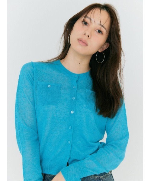BLUE×PALANG（ブルーパラン）の「SHEER POCKET CARDIGAN（カーディガン/ボレロ・レディース・ライトブルー/スカイブルー/ロイヤルブルー/ネイビー・FREE）」の2枚目の写真