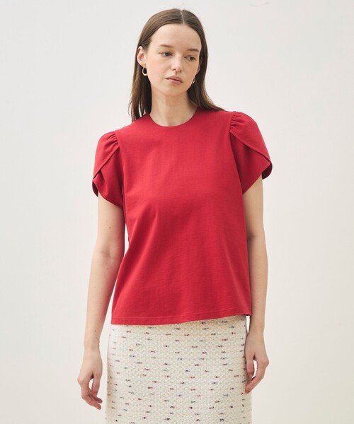 TOMORROWLAND collection(トゥモローランドコレクション)の「【WEB先行予約】コットンスティッチ ペタルスリーブプルオーバー(Tシャツ/カットソー・レディース・ダークブラウン/レッド・36)」の8枚目の写真