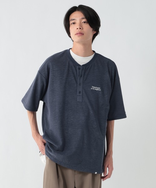 GEORGE'S(ジョージズ)の「パイルヘンリーTシャツ(Tシャツ/カットソー・メンズ・チャコールグレー/ネイビー・MEDIUM/LARGE)」の1枚目の写真