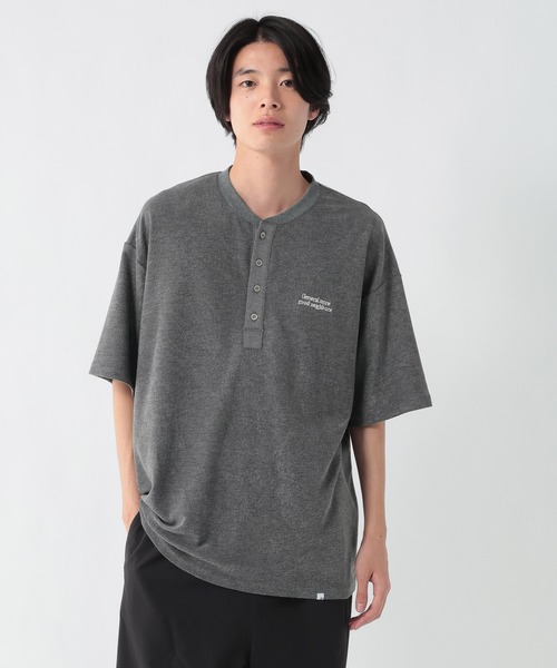 GEORGE'S(ジョージズ)の「パイルヘンリーTシャツ(Tシャツ/カットソー・メンズ・チャコールグレー/ネイビー・MEDIUM/LARGE)」の2枚目の写真