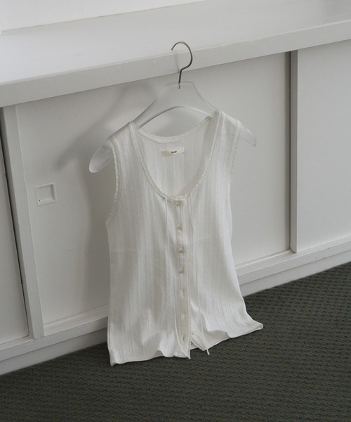 anuke(アンヌーク)の「anuke Cut Lace Tanktop(タンクトップ・レディース・ブラック/ホワイト・FREE)」の1枚目の写真