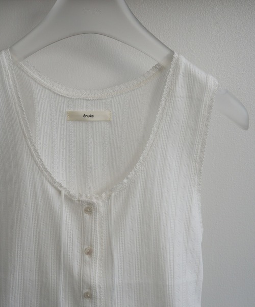 anuke(アンヌーク)の「anuke Cut Lace Tanktop(タンクトップ・レディース・ブラック/ホワイト・FREE)」の9枚目の写真