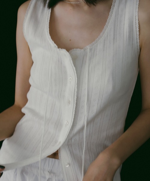 anuke(アンヌーク)の「anuke Cut Lace Tanktop(タンクトップ・レディース・ブラック/ホワイト・FREE)」の7枚目の写真