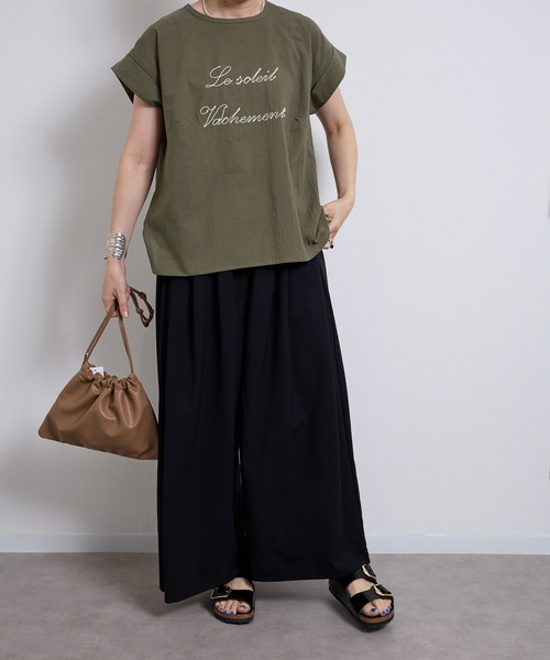 vent blanc(ヴァンブラン)の「vent blanc ヴァンブラン コットンボイル エンブロイダリー ブラウス(Tシャツ/カットソー・レディース・ブラック/アイボリー/カーキ・FREE)」の3枚目の写真