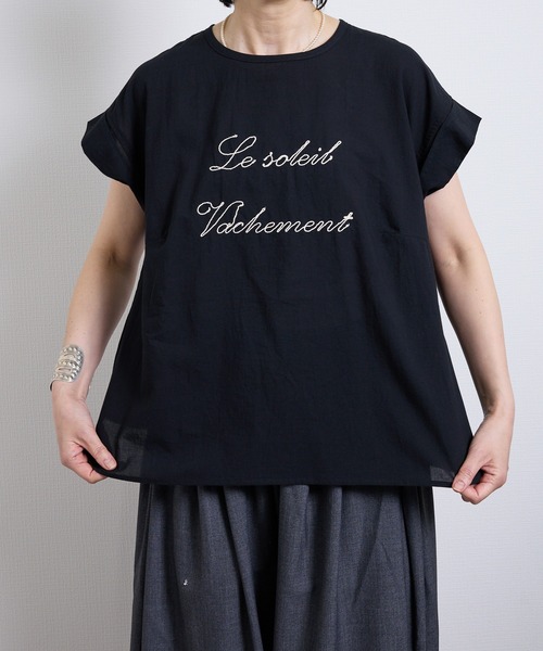 vent blanc(ヴァンブラン)の「vent blanc ヴァンブラン コットンボイル エンブロイダリー ブラウス(Tシャツ/カットソー・レディース・ブラック/アイボリー/カーキ・FREE)」の12枚目の写真