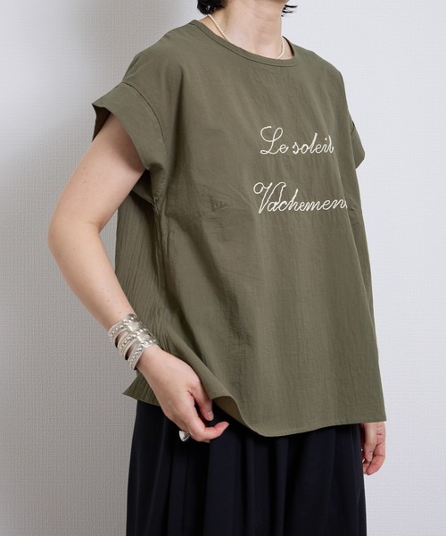 vent blanc(ヴァンブラン)の「vent blanc ヴァンブラン コットンボイル エンブロイダリー ブラウス(Tシャツ/カットソー・レディース・ブラック/アイボリー/カーキ・FREE)」の8枚目の写真