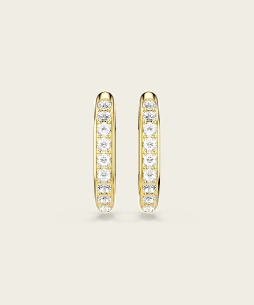 SWAROVSKI(スワロフスキー)の「【公式】【スワロフスキー】Dextera フープピアス, オクタゴンシェイプ, ラウンドカット, 中, ホワイト, ゴールドトーン・プレーティング(ピアス(両耳用)・レディース・ゴールド系・ONE SIZE)」の5枚目の写真