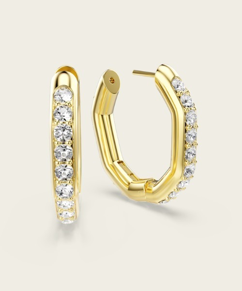 SWAROVSKI(スワロフスキー)の「【公式】【スワロフスキー】Dextera フープピアス, オクタゴンシェイプ, ラウンドカット, 中, ホワイト, ゴールドトーン・プレーティング(ピアス(両耳用)・レディース・ゴールド系・ONE SIZE)」の2枚目の写真