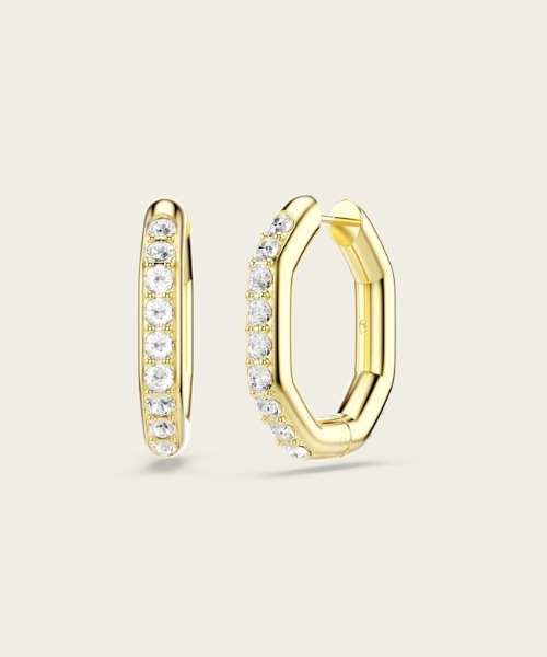 SWAROVSKI(スワロフスキー)の「【公式】【スワロフスキー】Dextera フープピアス, オクタゴンシェイプ, ラウンドカット, 中, ホワイト, ゴールドトーン・プレーティング(ピアス(両耳用)・レディース・ゴールド系・ONE SIZE)」の3枚目の写真