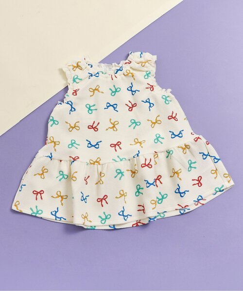apres les cours(アプレレクール)の「【吸水速乾】総柄アソートペプラムトップス_セットアップ可(Tシャツ/カットソー・キッズ・アイボリー/サーモンピンク/サックスブルー/ストライプ/ラベンダー・100/90/110/80/140/130/120)」の2枚目の写真