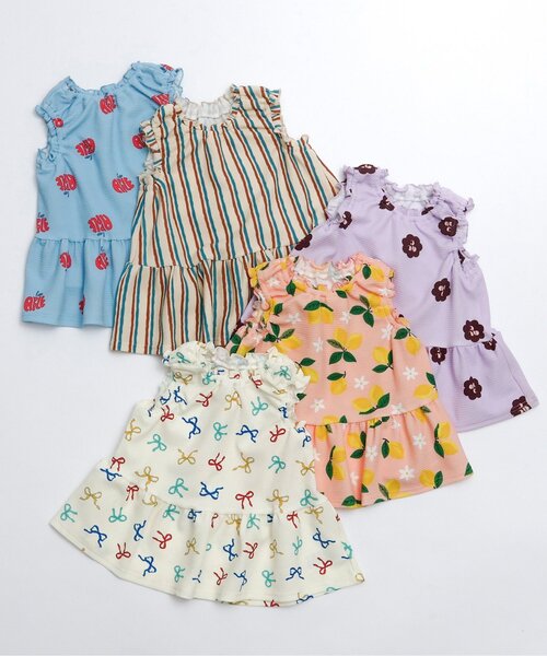 apres les cours(アプレレクール)の「【吸水速乾】総柄アソートペプラムトップス_セットアップ可(Tシャツ/カットソー・キッズ・アイボリー/サーモンピンク/サックスブルー/ストライプ/ラベンダー・100/90/110/80/140/130/120)」の15枚目の写真