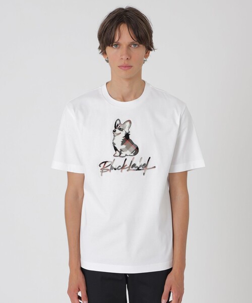 BLACK LABEL CRESTBRIDGE(ブラックレーベル・クレストブリッジ)の「ハブラシコーギーTシャツ(Tシャツ/カットソー・メンズ・オフホワイト/ブラック/ベージュ系その他/ピンク系その他2・L/XL/M/S)」の1枚目の写真