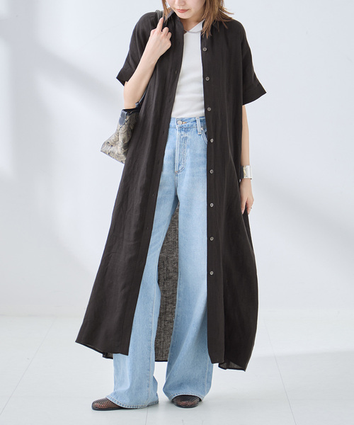 journal standard L'essage(ジャーナルスタンダードレサージュ)の「リネンドルマンシャツワンピース(ワンピース・レディース・イエロー/ブラック/ブラウン系その他・36/38)」の6枚目の写真