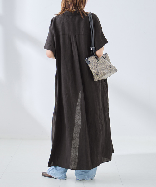 journal standard L'essage(ジャーナルスタンダードレサージュ)の「リネンドルマンシャツワンピース(ワンピース・レディース・イエロー/ブラック/ブラウン系その他・36/38)」の5枚目の写真