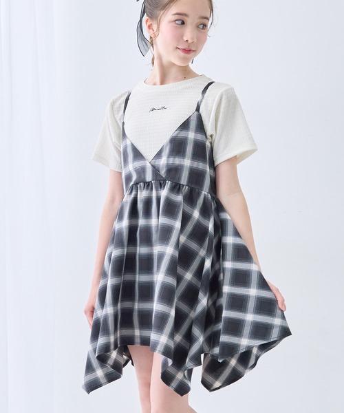 セール】チェック柄 イレヘム ワンピース 半袖 Tシャツ 2点セット