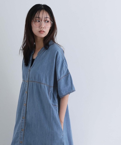 ElegChic（エレグシック）の「ライトオンスデニムスキッパーネックシャツワンピース（シャツワンピース・レディース・ネイビー系/ネイビー/ブルー・4L/XL/M）」の21枚目の写真