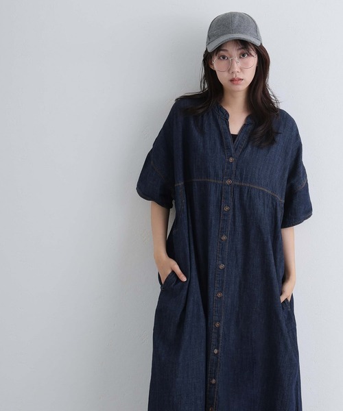 ElegChic（エレグシック）の「ライトオンスデニムスキッパーネックシャツワンピース（シャツワンピース・レディース・ネイビー系/ネイビー/ブルー・4L/XL/M）」の15枚目の写真