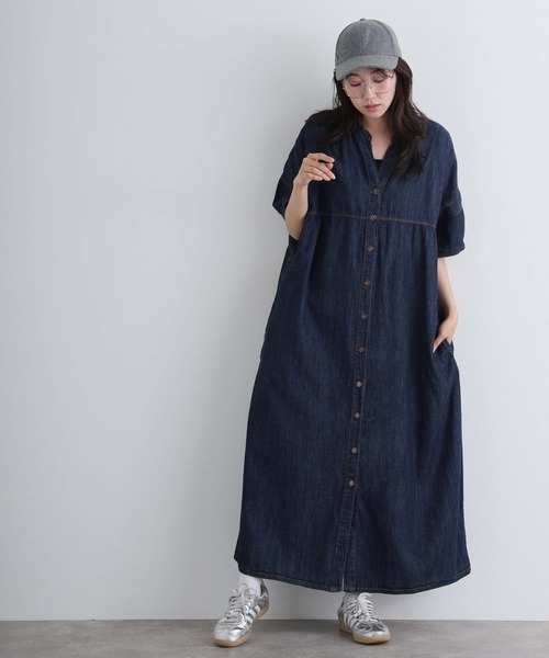 ElegChic（エレグシック）の「ライトオンスデニムスキッパーネックシャツワンピース（シャツワンピース・レディース・ネイビー系/ネイビー/ブルー・4L/XL/M）」の17枚目の写真