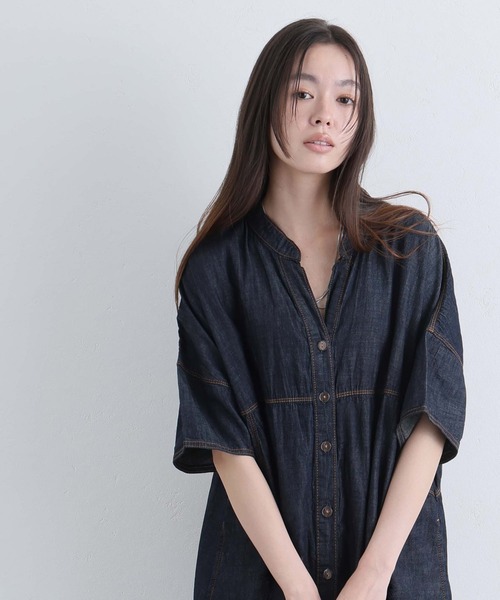 ElegChic（エレグシック）の「ライトオンスデニムスキッパーネックシャツワンピース（シャツワンピース・レディース・ネイビー系/ネイビー/ブルー・4L/XL/M）」の19枚目の写真