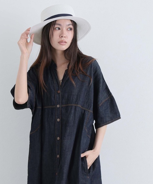 ElegChic（エレグシック）の「ライトオンスデニムスキッパーネックシャツワンピース（シャツワンピース・レディース・ネイビー系/ネイビー/ブルー・4L/XL/M）」の20枚目の写真