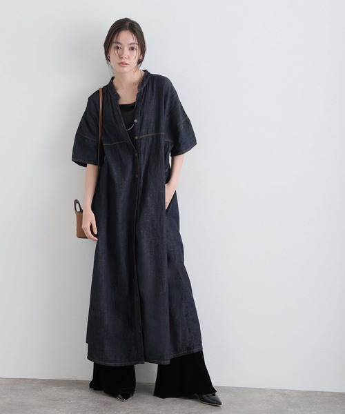 ElegChic（エレグシック）の「ライトオンスデニムスキッパーネックシャツワンピース（シャツワンピース・レディース・ネイビー系/ネイビー/ブルー・4L/XL/M）」の9枚目の写真