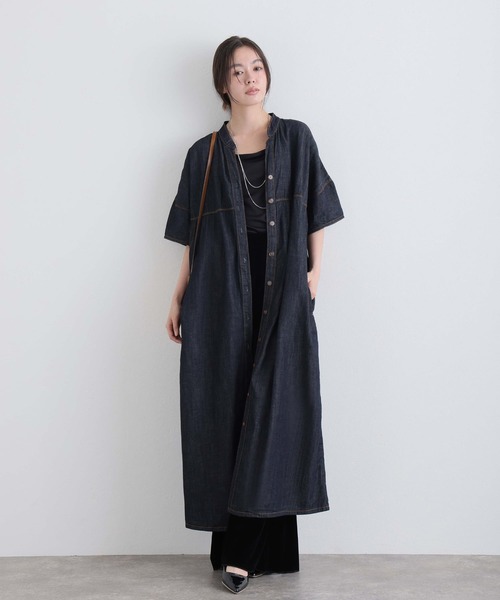 ElegChic（エレグシック）の「ライトオンスデニムスキッパーネックシャツワンピース（シャツワンピース・レディース・ネイビー系/ネイビー/ブルー・4L/XL/M）」の11枚目の写真