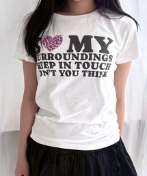 ストリートカジュアルデザインプリントショート丈半袖Tシャツ