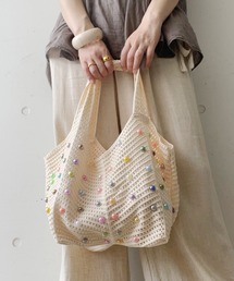 カラフルドットメッシュニットバッグ