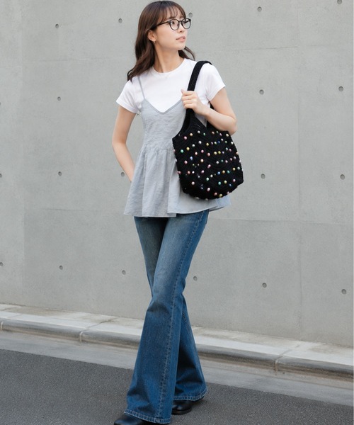 styiro（スタイロ）の「カラフルドットメッシュニットバッグ（トートバッグ・レディース・ブラック/ベージュ/アイボリー/グリーン・FREE）」の15枚目の写真
