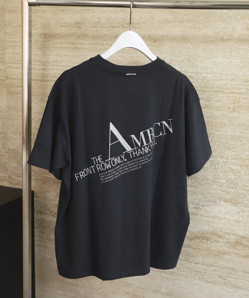 AMERICANA(アメリカーナ)の「Americana/アメリカーナ × Firsthand 別注 丸胴ラフィー天竺 ロゴプリントTEE / リラックスフィット ダイアゴナル バックプリントTシャツ 限定展開(Tシャツ/カットソー・レディース・オフホワイト/スミクロ/ダークブラウン・FREE)」の3枚目の写真