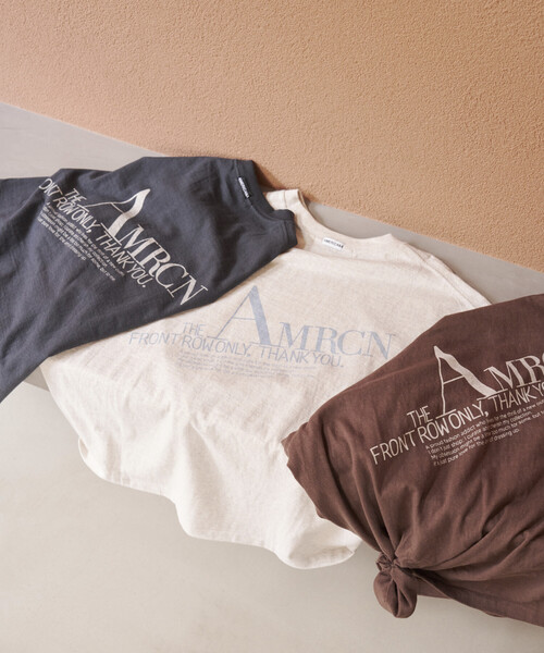 AMERICANA(アメリカーナ)の「Americana/アメリカーナ × Firsthand 別注 丸胴ラフィー天竺 ロゴプリントTEE / リラックスフィット ダイアゴナル バックプリントTシャツ 限定展開(Tシャツ/カットソー・レディース・オフホワイト/スミクロ/ダークブラウン・FREE)」の8枚目の写真