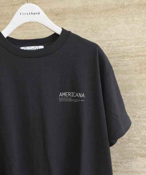 AMERICANA(アメリカーナ)の「Americana/アメリカーナ × Firsthand 別注 丸胴ラフィー天竺 ロゴプリントTEE / リラックスフィット ダイアゴナル バックプリントTシャツ 限定展開(Tシャツ/カットソー・レディース・オフホワイト/スミクロ/ダークブラウン・FREE)」の11枚目の写真