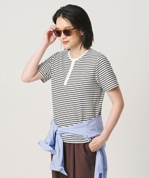 ミニワッフル ヘンリーネック ボーダーTシャツ <A DAY IN THE LIFE>