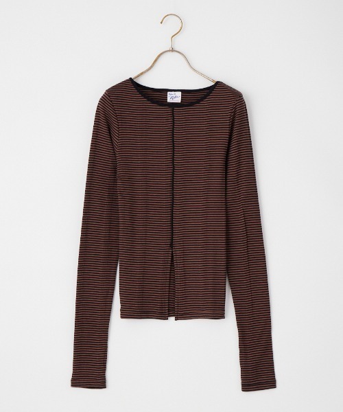 Robert P.Miller（ロバート ピー ミラー）の「[MILLER/ミラー] 別注 スリット入り ボートネックカットソー（Tシャツ/カットソー・レディース・アイボリー/ブラック/レンガ/ブラウン/ネイビー/サックスブルー・F）」の22枚目の写真
