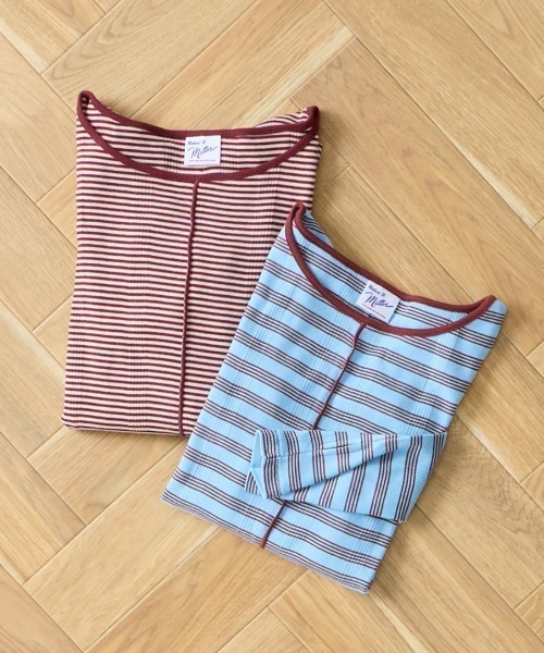 Robert P.Miller（ロバート ピー ミラー）の「[MILLER/ミラー] 別注 スリット入り ボートネックカットソー（Tシャツ/カットソー・レディース・アイボリー/ブラック/レンガ/ブラウン/ネイビー/サックスブルー・F）」の20枚目の写真