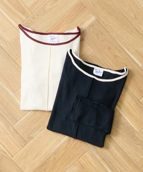 Robert P.Miller（ロバート ピー ミラー）の「[MILLER/ミラー] 別注 スリット入り ボートネックカットソー（Tシャツ/カットソー・レディース・アイボリー/ブラック/レンガ/ブラウン/ネイビー/サックスブルー・F）」の18枚目の写真