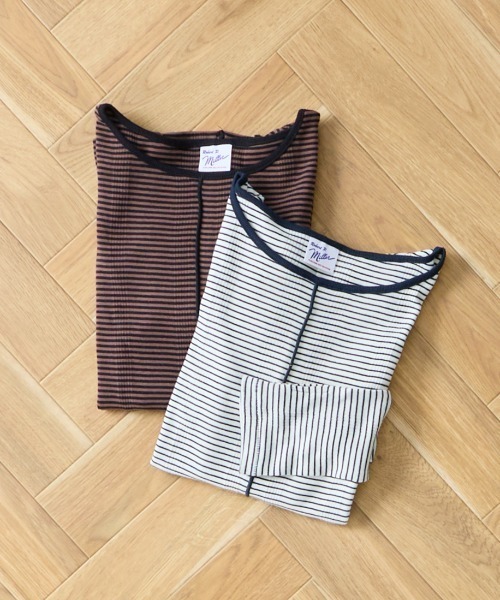 Robert P.Miller（ロバート ピー ミラー）の「[MILLER/ミラー] 別注 スリット入り ボートネックカットソー（Tシャツ/カットソー・レディース・アイボリー/ブラック/レンガ/ブラウン/ネイビー/サックスブルー・F）」の19枚目の写真
