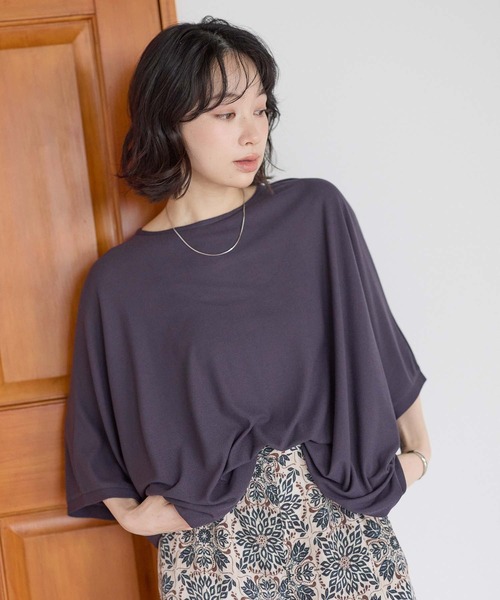 HEART MARKET(ハートマーケット)の「後ろヘンリードルマンチュニック(Tシャツ/カットソー・レディース・ダークパープル/グレイッシュベージュ/チャコール/ライトブルー/ブラック・FREE)」の5枚目の写真