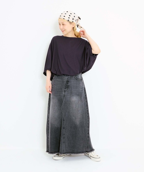 HEART MARKET(ハートマーケット)の「後ろヘンリードルマンチュニック(Tシャツ/カットソー・レディース・ダークパープル/グレイッシュベージュ/チャコール/ライトブルー/ブラック・FREE)」の7枚目の写真