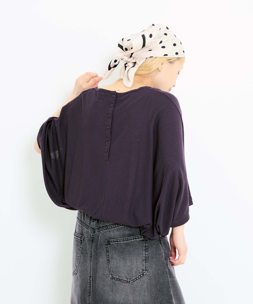 HEART MARKET(ハートマーケット)の「後ろヘンリードルマンチュニック(Tシャツ/カットソー・レディース・ダークパープル/グレイッシュベージュ/チャコール/ライトブルー/ブラック・FREE)」の8枚目の写真