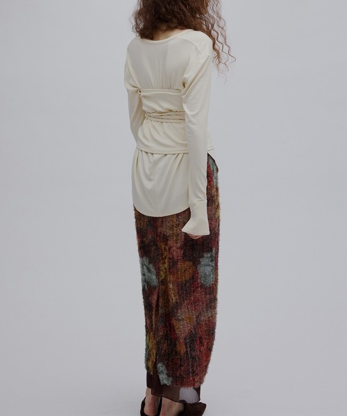 Ameri(アメリ)の「WOVEN PATTERN FLOWER SKIRT(スカート・レディース・ネイビー/ブラウン・MEDIUM/SMALL)」の15枚目の写真