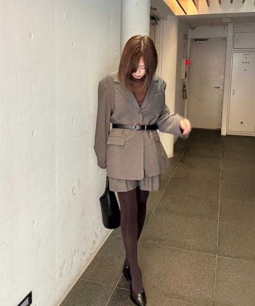 Henon.（ヘノン）の「【セットアップ対応】ストライプオーバージャケット（テーラードジャケット・レディース・グレー/ブラウン・F）」の4枚目の写真