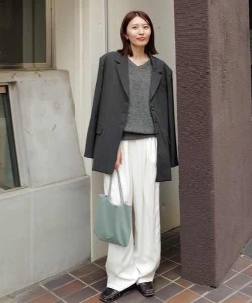 Henon.（ヘノン）の「【セットアップ対応】ストライプオーバージャケット（テーラードジャケット・レディース・グレー/ブラウン・F）」の7枚目の写真