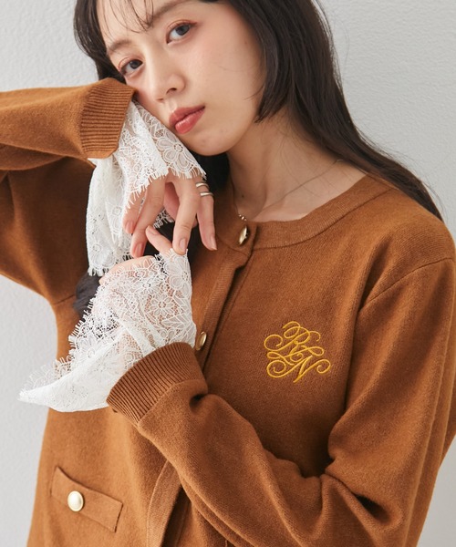 RANAN（ラナン）の「袖レースフリルゴールドボタンカーデ（カーディガン/ボレロ・レディース・キャメル/ネイビー/グレー・M/LL/L）」の5枚目の写真