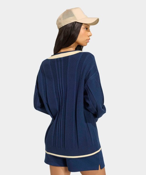 adidas(アディダス)の「CABLE KNIT CARDIGAN / アディダスオリジナルス adidas Originals(カーディガン/ボレロ・レディース・ライトイエロー/ブルー・XX-LARGE/LARGE/MEDIUM/SMALL/X-LARGE/X-SMALL)」の4枚目の写真