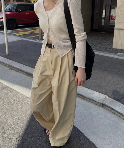 tuck wide nylon pants / タックワイドナイロンパンツ（スラックス