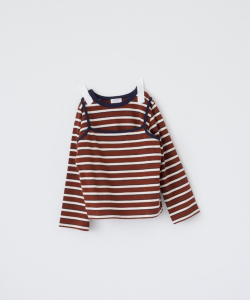 LOWRYS FARM(ローリーズファーム)の「ボーダーカット2PLS 1048986(Tシャツ/カットソー・キッズ・ネイビー/ホワイト/ブラウン・140cm/110cm/150cm/120cm/130cm)」の3枚目の写真