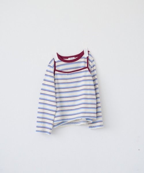 LOWRYS FARM(ローリーズファーム)の「ボーダーカット2PLS 1048986(Tシャツ/カットソー・キッズ・ネイビー/ホワイト/ブラウン・140cm/110cm/150cm/120cm/130cm)」の2枚目の写真
