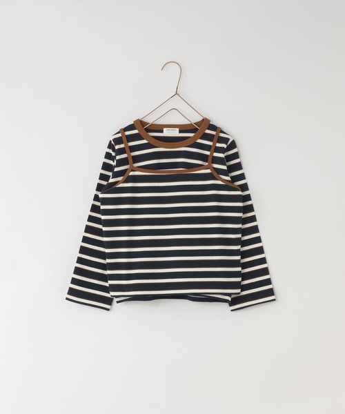LOWRYS FARM(ローリーズファーム)の「ボーダーカット2PLS 1048986(Tシャツ/カットソー・キッズ・ネイビー/ホワイト/ブラウン・140cm/110cm/150cm/120cm/130cm)」の4枚目の写真
